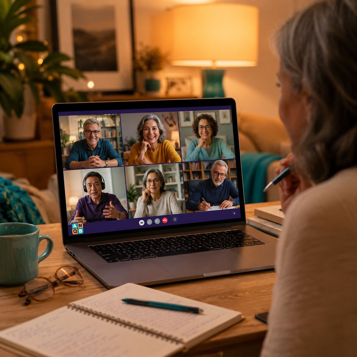 Comunidad: videollamada con personas adultas conversando desde casa